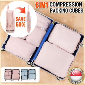 🇸🇬【SG stock】Compression Packing Cubes for Suitcases 6 Set Packing Cubes Luggage Packing Organizers for Travel Accessori