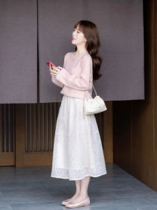 Korean Style High Waist A-Line Dress Set Autumn Early 2025 Womens Fashion Sensation Milk Series Dopamine Outfit Dress
