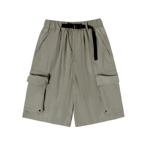 Heyma Seven American Retro Mens Casual Loose Fit Shorts with Big Pockets Workwear Five-Quarter Length Trendy Youth Style