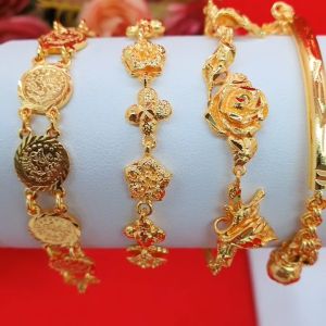 สร้อยข้อมือทองคละแบบ ข้อมือเด็ก ความยาว 57 นิ้ว หุ้มเศษทองแท้เยาวราช ตะขอเอ็น ใส่แทนของจริงได้  ใช้ได้ทุกโอกาส