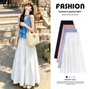 La Chapelle | White Gentle Summer Thin A-Line Spinning Long Layered Skirt