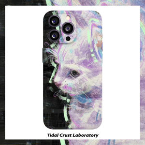 Cool Retro Black Cat Cute Color Block Film Two-In-One Mobile Phone Case for  Huawei Xiaomi Oppo Vivo Honor Digital Accessories