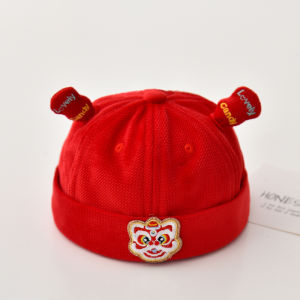 Red Baby Hat Infant One Year Old Celebration Spring Autumn Style Childless Owner Cap Small Age Grab Week Watermelon Skin Cap