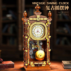 Swinging Retro Mechanical Pendulum Clock Building Blocks - 751 Pcs 3D Model Kit for Adults Unique Home Decor Gift Idea