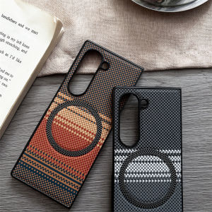 Business Carbon Fiber Texture Case For Samsung Galaxy Z Fold 8Ultra 8 7 6 5 4 3 For Magsafe Magnetic Charging Slim Protect Cover