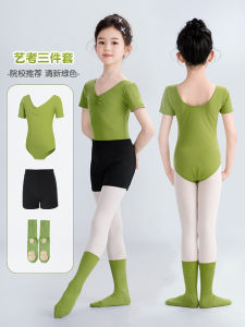 Children's Dance Outfit: Long Sleeve Green Set for Girls' Ballet & Gymnastics Practice