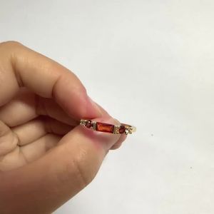Huitan Thin Women Ring Versatile Party Daily Trendy Accessories Gold Color Inlaid Brilliant Red CZ Elegant Wedding Lady Jewelry