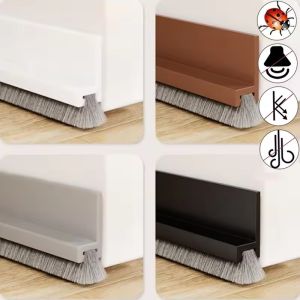 Polocat Door Bottom Brush Seal Strip with Brush Dust Prevent Rubber Blocker Insect Proof Reduce Noise Self Adhesive Seal Strips
