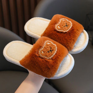 Kids Cotton Slippers Girl Autumn and Winter Indoor Warm Cute Stuffed Toddler Children Teens Home Parent-Child Sandals For Home