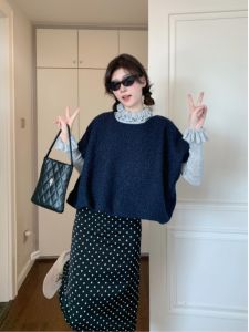 Áo Len Dệt Kim Cổ Tròn Giản Dị Cho Nữ Mùa Thu 2025 Phong Cách Hàn Quốc Đơn Giản Đa Năng Thon Gọn Cỡ Nhỏ