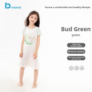 batubatu | Breathable Modal Ice Silk Cartoon Short Sleeve Girls Pajama Dress
