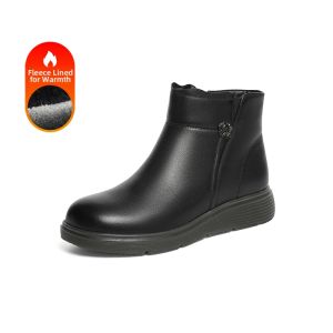 Reddragonfly | Insulated Warm Genuine Leather Soft Soled Fleece-Lined Shoes for Middle-Aged and Elderly Women