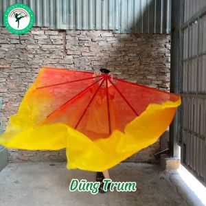 Quạt múa đại tua rộng cỡ lớn nan 80cm tua 60cm vải von kính mềm mại siêu đẹp