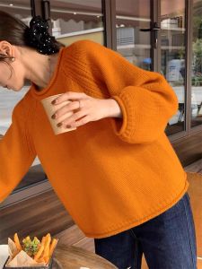 Korean Style Loose Fit Knitted Sweater Womens Crew Neck Long Sleeve Top Design Sensation Niche Autumn Winter Lazy Style