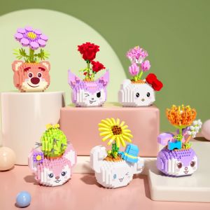 Nanafine【🔥พร้อมส่ง🔥】บล็อกดอกไม้นิรันดร์ Cube 3D ปริศนาสาวของเล่นการ์ตูนดิสนีย์ดอกไม้กระถางทานตะวันกุหลาบบล็อกแคคตัสรุ่นมินิประกอบปริศนาของขวัญวันหยุด