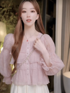 French Sweet Lace Trim Long Sleeve Pure Color Shirt Spring Summer New Style Layered Sparkling Versatile Small Shirt