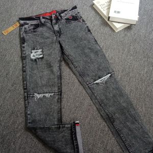 Celana jeans snowgrey sobek ripead Sobek tiak tembus