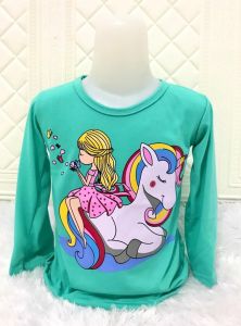 KAOS ANAK PEREMPUAN UNICORN GIRL LENGAN PANJANG USIA 1-12 TAHUN // BAJU ANAK CEWEK