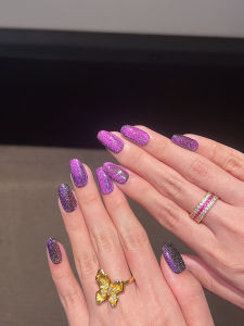 Purple Crystal Star Sea Flashing Galaxy Cat Eye New 2025 Elegant Short Wearable Nail Tips Autumn Winter Fashion Beauty Tools