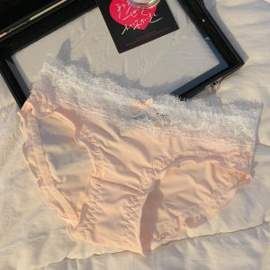 กางเกงชั้นในลูกไม้เซ็กซี่สำหรับผู้หญิง ทรงสามเหลี่ยม ผ้าฝ้ายแท้ ระบายอากาศได้ดี ทรงเอวกลาง ผ้าไนลอน สีพื้น สำหรับผู้หญิง