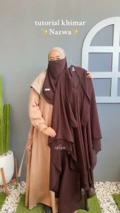 Jilbab Khimar Syari Muslimah Nazwa Ceruty Babydoll Dua Layer oleh Alfajar Griya Muslim