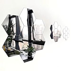 Stiker Cermin Dinding Tempel Anti Pecah Cermin Kaca Acrylic Hexagonal Dekorasi Ruangan D5005