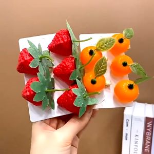 Tooyoo Fruit hair clip Simulation Fruit Personality Hairpin 3D Strawberry Cute Funny Mini Hairpin