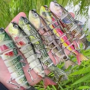 Proberos 3 Mồi Câu Cá Nhiều Khớp Nối Bộ 8 Mảnh Mồi Câu Crankbait Sinh Học Linh Hoạt Dành Cho Cá Bass Câu Cá Biển Sông Hồ