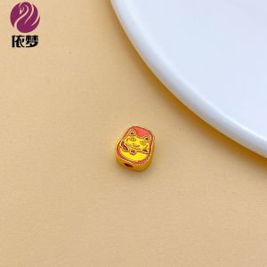 High Color Retention Alluvial Gold Enamel Lucky Cat Bracelet DIY Accessories Beads Accessories Beaded Bracelet Accessories Hand Woven