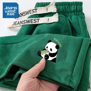 Jeanswest Mens Suede Short Pants Loose Fit Straight Leg Casual Summer Shorts Five-Quarter Length Low Waist Fashion Brand