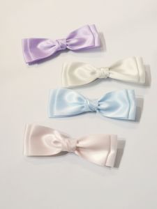 French Sweet Milk Blue Double Large Bows Barrettes Glossy Ribbon Fancy Duckbill Clip Young Adult Head Clip