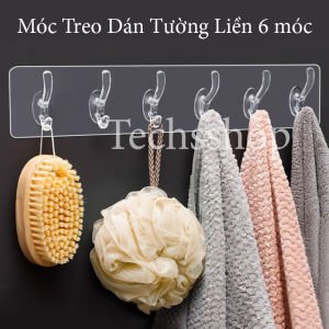 Thanh 6 móc treo dán tường siêu dính trong suốt không cần khoan - Móc máng quần áo - Phụ kiện nhà bếp nhà tắm đa năng