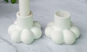Tempat lilin aesthetic / hiasan lilin berbahan semen putih