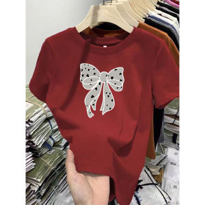 Áo Thun Cotton Phong Cách Hàn Quốc Mùa Hè Cho Nữ Cổ Tròn in Họa Tiết Đơn Giản Thời Trang Giảm Tuổi