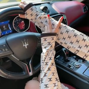 Găng Tay Chống Nắng Dáng Rộng Vải Lụa Mát In Hoa Xinh Xắn gang tay chống tia UV thời trang mùa hè cho nữ