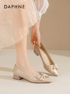 Daphne | Rounded Toe Bow Decoration Chunky Heel Pumps