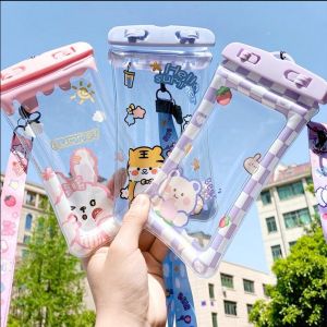 Cartoon Waterproof Phone Case Seal Universal Transparent Cellphone Case Pouch Dry Bags Airbag Waterproof Pouch Inflatable Phone Bag Beach Phone Protector