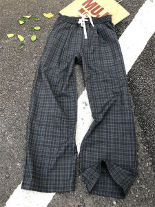 Quần Ống Đứng Kẻ Caro Phong Cách Mỹ Cổ Điển Mùa Hè Mỏng Rộng Rãi Cho Nam Quần Ống Rộng Thoải Mái Quần Thường Ngày