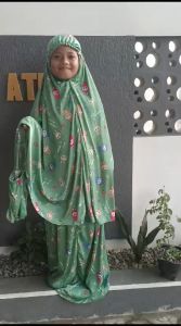 Mukenah Anak Motif Labubu Terbaru 6-14 Tahun Matt Jersey Premium
