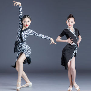 Harper Rabbit Girls ชุดเต้นรําละตินมืออาชีพชุดแขนยาวฤดูใบไม้ผลิฤดูร้อนการฝึกอบรมสวมใส่สําหรับเด็ก