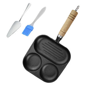 Cast Iron 3-Cup Eggg Frying Pan with Heat-Resistant Handle Egg Cooker Pan Omlette Pan for Gas Stove & Induction Cooker