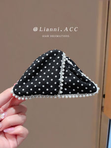 Large Polka Dot Pearl Shell Hair Claw Clip Womens Stylish Triangle Hair Accessories Korean Style Commuting Daily Use