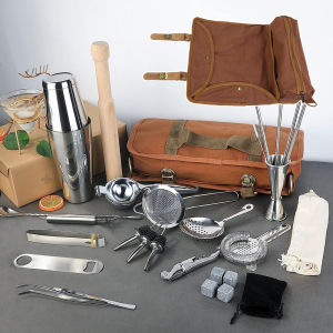 Travel Bartender-Canvas Bag Multi-Functional Bartending Equipment Storage Bag Intelligent Tool Protection Beach Parties Picnics