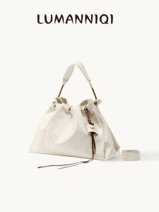 LUMANNIQI2025 Cloud Shape Tote Bag Drawstring Closure Vegetable Tanned Leather Casual Crossbody Sling Bag for Women