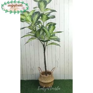 Pohon Artificial Bahagia Hijau X3 T140 Latex Imitasi Pot Dasar Cover Purun Belly Borneo Hiasan Aesthetic