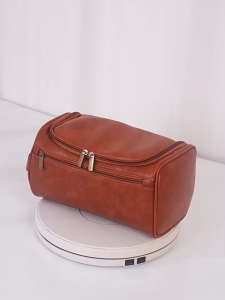 PU Makeup Bag Large Capacity with Handle Portable PU Leather Toiletry Bag Hanging Storage Wash Bag
