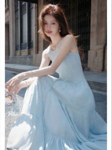 MEIZISHULE | Ballet Style Tiered Rib Knit Sleeveless Crew Neck Vest Dress