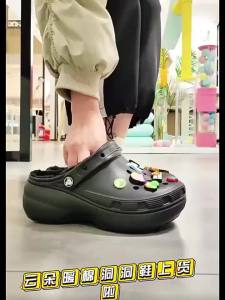 Crocs | Womens Fuzzy Platform Closed Toe Clogs