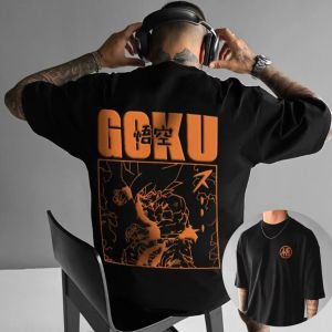 Bandai | Oversized Vintage Mens T-shirt Dragon Ball Goku Streetwear Women Short Sleeved Graphic Tee Anime Print Summer Trend Y2k Clothes