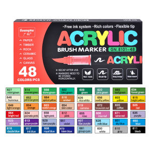 12-48 Colors Acrylic Paint Marker DIY Waterproof Soft Brush Tip Paint Pens for Wood Stone Canvas Glass Fabric Egg Rock Painting